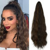 Picture of OMGREAT 24 Inch Curly Ponytail Extensions Claw Clip in Ponytail Fluffy Synthetic Natural Soft Wave Pony Tails Extensions Wrap Around Ponytail Hair Pieces for Women ( Dark Brown Mix Light Auburn )