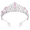 Picture of COCIDE Silver Tiara Crowns Crystal Headband Princess Rhinestone Crown with Combs Bride Headbands Bridal Wedding Prom Birthday Party Pink Hair Accessories Jewelry for Women and Girls