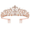 Picture of COCIDE Tiara Crystal Crowns Princess Rhinestone Crown with Combs Bride Headbands Bridal Wedding Prom Birthday Party Hair Accessories Jewelry for Women Girls (Rose Gold)