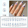 Picture of Blue Heart Press on Nails Medium Almond Fake Nails with Design Valentines Glue on Nails White Stick on Nails Glossy Reusable Heart False Nails for Women Girls Daily Wear Manicure 24pcs