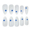 Picture of Blue Heart Press on Nails Medium Almond Fake Nails with Design Valentines Glue on Nails White Stick on Nails Glossy Reusable Heart False Nails for Women Girls Daily Wear Manicure 24pcs