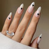 Picture of Black Heart Press on Nails Medium Almond Fake Nails with Design Valentines Glue on Nails White Stick on Nails Glossy Reusable Heart False Nails for Women Girls Daily Wear Manicure 24pcs