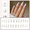 Picture of Black Heart Press on Nails Medium Almond Fake Nails with Design Valentines Glue on Nails White Stick on Nails Glossy Reusable Heart False Nails for Women Girls Daily Wear Manicure 24pcs