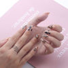 Picture of Black Heart Press on Nails Medium Almond Fake Nails with Designs Snake Glue on Nails Glossy Reusable Valentines False Nails for Women Girls Manicure 24pcs