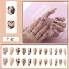Picture of Black Heart Press on Nails Medium Almond Fake Nails with Designs Snake Glue on Nails Glossy Reusable Valentines False Nails for Women Girls Manicure 24pcs