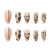 Picture of Black Heart Press on Nails Medium Almond Fake Nails with Designs Snake Glue on Nails Glossy Reusable Valentines False Nails for Women Girls Manicure 24pcs