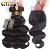 Picture of QTHAIR 14A Brazilian Body Wave 3 Bundles with Closure(20" 22" 24"+18") 100% Unprocessed Brazilian Virgin Body Wave Human Hair Weave with 4x4 Swiss Lace Closure(130% Density)