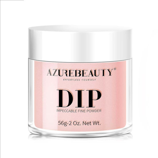 Picture of AZUREBEAUTY Dip Powder - Nude Pink Color 2Oz/56g, Sheer Salmon Pink Rose Soft Peach Pink Dipping Powder Crystal Natural Nail Art Starter Manicure Salon DIY Home for Starter Gift