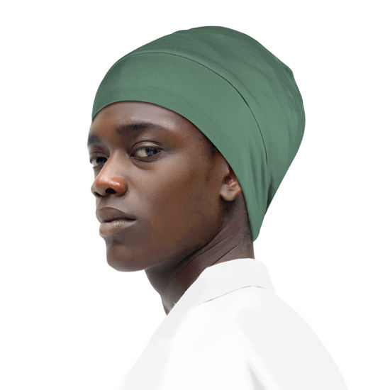 Picture of Fittia Satin Hair Bonnet for Sleeping, Silky No Frizzy for Curls Care, Adjustable Strap for Non-Slip, Dreadlocks Cap for Women&Men Military Green
