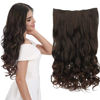 Picture of REECHO 20" 1-pack 3/4 Full Head Curly Wave Clips in on Synthetic Hair Extensions HE008 Hair pieces for Women 5 Clips 4.5 Oz Per Piece - Dark Reddish Brown