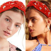 Picture of YARIEW Knotted Jeweled Top Knot Headband for Women, Sports Fan Mom Christmas Gifts (Red)
