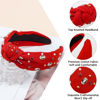 Picture of YARIEW Knotted Jeweled Top Knot Headband for Women, Sports Fan Mom Christmas Gifts (Red)