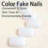 Picture of Short Press On Nails Square Fake Nails White False Nails With Artificial Glossy Designs Acrylic Nails Press Ons Full Cover Glue On Nails Short Stick On Nails For Women Nail Decorations
