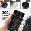 Picture of HTVRONT Holographic Chunky Glitter Black - 200g/7oz Craft Glitter for Resin, Holographic Glitter Chunky Mixed Fine Glitter Bulk, Iridescent Glitter for Nail Art Tumbler Cosmetic Festival Decor