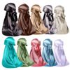 Picture of ForceWave 10 Pieces Silky Durags Long Tail for Women Men Satin Durag 360 Wave，Dorag, 10 Pieces