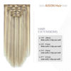 Picture of Aison Blonde Clip in Hair Extensions Real Human Hair 18 Inch Ash Blonde Mixed Bleach Blonde Hair Extensions Clip in Hair Extensions Real Human Hair Double Weft 70g 7pcs #18p613