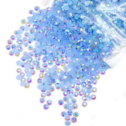 Picture of qiipii 4700PCS 3mm Blue AB Resin Rhinestones Bulk Light Blue Flatback Jelly Resin Stones Pack SS10 Non-Hotfix Diamonds Crystals Gems for Nails Face Eyes Makeup Body Tumblers DIY Crafts Decor Shoes