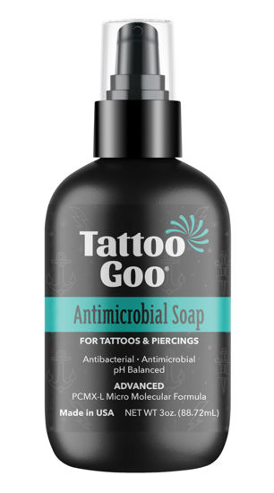Picture of Tattoo Goo Deep Cleansing Soap, Disinfecting Tattoo and Piercing Aftercare - Moisturizing Olive Oil, Alcohol and Fragrance Free - 3 oz