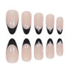 Picture of LPOODDNU French Black Press on Nails Medium, Almond Shape Fake Nails with Bow Charms Designs Cute Acrylic False Nails Press ons Reusable Stick Artificial Nails for Women and Girls-24pcs