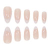 Picture of LPOODDNU White French Tip Press on Nails Almond Shape Fake Nails White Pearl Medium False Nails Acrylic Artificial Nails Simple Glue on Nails Finger Decorations for Women 24Pcs