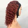 Picture of XSY #33B Reddish Brown Headband Wig Human Hair Deep Wave Headband Human Hair Wig Deep Curly None Lace Front Wigs Human Hair 26 inch