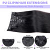 Picture of Pobokix Seamless Clip in Hair Extensions Real Human Hair Straight Brazilian Human Hair Clip in Extensions 8Pcs PU Clip in Remy Hair for Women Invisible Skin Weft 18Clips 120g 28inch Natural Black