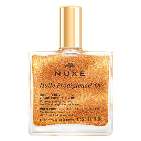 Picture of NUXE Huile Prodigieuse Shimmer Multi-Purpose Dry Oil - Luxurious Radiant Glow and Hydration for Face, Body & Hair, 1.6 Fl Oz