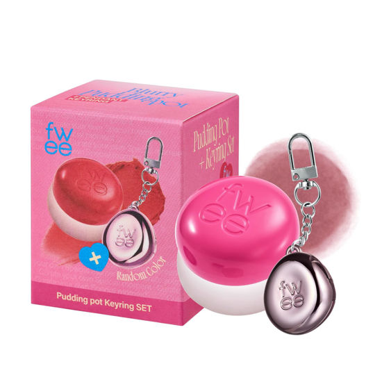 Picture of fwee Lip&Cheek Blurry Pudding Pot + Pendant Keyring | Sth | Random Colored Keyring | Makeup Blush, Buildable Lightweight, Multi-Use Soft Matte Finish | 5g