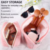 Picture of ZLFSRQ 2Pcs Makeup Bag for Women Trendy Large Capacity Cosmetic Bag Plush Pink Checkered Makeup Pouch for Purse Coquette Zippered Bag Organizer Y2K Aesthetic Accessories Makeup Brush Storage Bag
