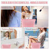 Picture of ZLFSRQ 2Pcs Makeup Bag for Women Trendy Large Capacity Cosmetic Bag Plush Pink Checkered Makeup Pouch for Purse Coquette Zippered Bag Organizer Y2K Aesthetic Accessories Makeup Brush Storage Bag