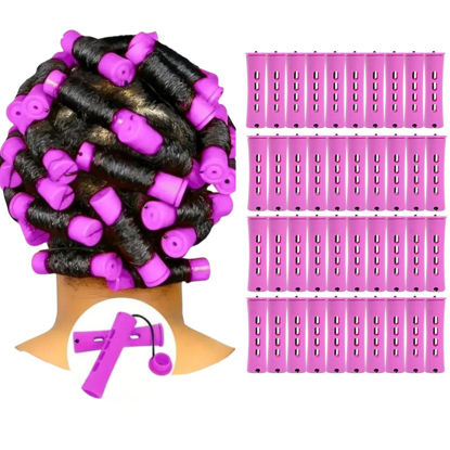 Picture of YOROSTAR Perm Rods Set for Natural Hair 40pcs Plastic Cold Wave Rods for Long Short Hair Rollers Large Hair Curling Rods for Women Purple