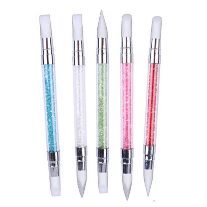 Picture of 5 Pcs Nail Art Sculpture Pen Dual Tipped Silicone Nail Tools Nail Art Silicone Brushes for Design Nail Carving Drawing Shaping Effect