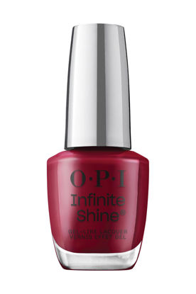 Picture of OPI Infinite Shine Malaga Wine | Opaque Dark Red Shimmer Long Wear Gel Like Nail Polish | Vegan, Long Lasting, Streak Free