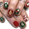 Picture of 24Pcs Christmas Press on Nails Short Square Fake Nails Christmas Cute Cartoon Acrylic Nails Press ons Cute Xmas Design False Nails Glue on Nails for Women New Year Stick on Nails Manicure