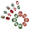 Picture of 24Pcs Christmas Press on Nails Short Square Fake Nails Christmas Cute Cartoon Acrylic Nails Press ons Cute Xmas Design False Nails Glue on Nails for Women New Year Stick on Nails Manicure