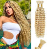 Picture of 613 Blonde Human Braiding Hair Deep Water Wave Bulk Human Hair 100g 18 Inch Curly Human Hair for Boho Braids Hair Extensions No Weft 2 Braids Per Pack Wet and Wavy Human Hair Braiding Hair