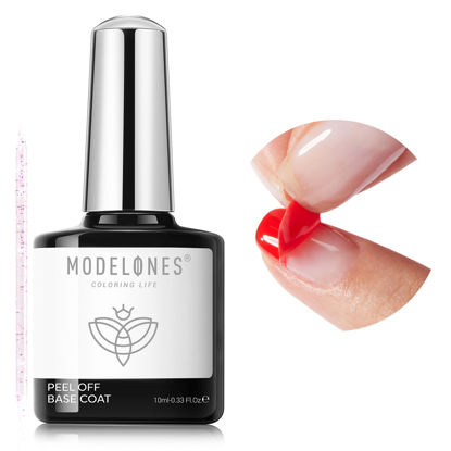 Picture of modelones Non-U V Peel off Gel Base Coat, Quick Dry Peelable Base Coat for Gel Nail Polish Easy Removal Gel Foundation for Beginner Practice Nail Protection without Damage Thin Weak Nails