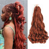 Picture of French Curly Braiding Hair 12 Inch 8 Packs Copper Red - Pre Stretched Bouncy Braiding Hair- Loose Wavy Braiding Hair Synthetic Hair Extensions For Black Women (12 inch 8 packs 350)