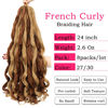 Picture of French Curly Braiding Hair 24 Inch 8 Packs - Pre Stretched Bouncy Braiding Hair- Loose Wavy Braiding Hair Synthetic Hair Extensions (24 inch 8 packs 27/30)