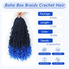 Picture of 8 Packs Crochet Box Braids-12 Inch Boho Box Braids Crochet Braids Hair Bohomian Box Braid Crochet Hair Synthetic Braiding Hair Goddess Box Braids Crochet Hair for Black Women(1B/Blue#)