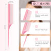 Picture of 2 Pack Rat Tail Combs for Women Fine Tooth Comb Parting Tip Carbon Fiber Root Teasing Anti Static Heat Resistant Adding Volume Evening Hair Styling (Pink)