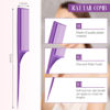 Picture of 2 Pack Rat Tail Combs for Women Fine Tooth Comb Parting Tip Carbon Fiber Root Teasing Anti Static Heat Resistant Adding Volume Evening Hair Styling (Purple)