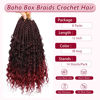 Picture of 8 Packs Box Braids Crochet Braids with Curly Ends 12 Inch Crochet Box Braids 3X Box Braid Crochet Hair Extension(12(8Packs), 1B/Bug)