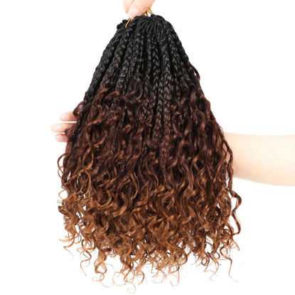 Picture of 8 Packs Crochet Box Braids- 10 Inch Box Braids Crochet Braids Hair Synthetic Braiding Hair Goddess Box Braids Crochet Hair for Black Women (10(8Packs), 1B/33/30)
