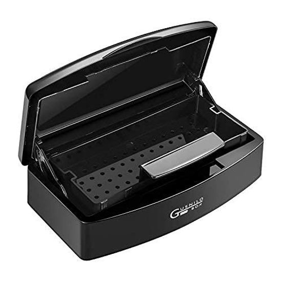 Picture of Gusnilo Nail Tool Sterilizer Box Plastic Disinfectant Container Barbicide Disinfectant Tray for Nail Tools, Tweezers, Hair Salon, Spa and Trimmer Manicure Equipment (Black)