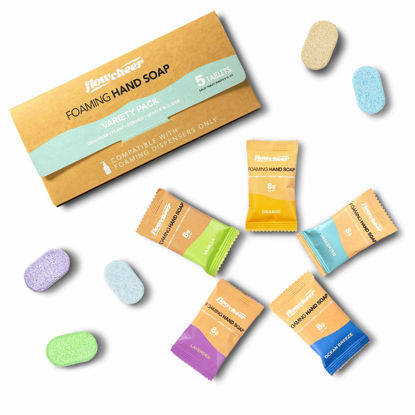 Picture of flowcheer Foaming Hand Soap Tablet Refills-5 Sample Pack Hand Wash Tablets, Zero Waste Eco Friendly Cleaning Supplies-Fills 5 X 8 fl oz Refillable Foam Dispenser(40 Fl oz total)