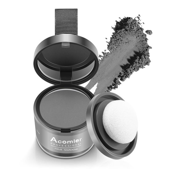 Picture of Acomler Root Touch Up Powder - Dark Brown (Gray) for Thinning Hair, Grey Coverage, Hairline Shadow, Eyebrows, Beard Line, and Bald Spots