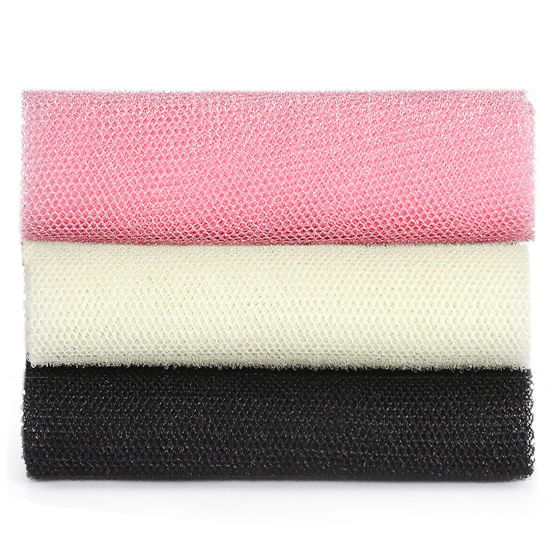 Picture of JASSINS African Exfoliating Net, African Sponge Net,Body Exfoliating Long Net Shower Body Scrubber Back Scrubber Skin Smoother（Black+White+Pink）