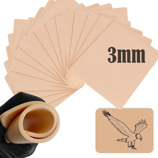 Picture of 20Pcs Tattoo Skin 3MM - Urknall Fake Skin 3mm Blank Tattoo Practice Skin Fake Skin Tattoo Double Sides Tattoo Skin for Beginners and Tattoo Artists Tattoo Supplies