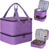 Picture of FCQQYWZ Nail Polish Organizer Case - Holds 42+ Bottles (15ml/0.5 fl.oz) and 1 Nail Lamp, Upgraded Double-layer Nail Polish Carrying Case Nail Polish Storage Bag with Handles (Purple)